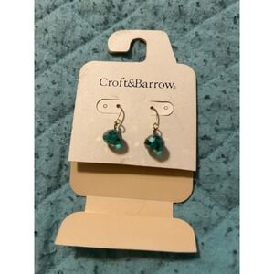 Croft & Barrow Emerald Green Faceted Bead Drop Earrings Gold Tone KC12217EM